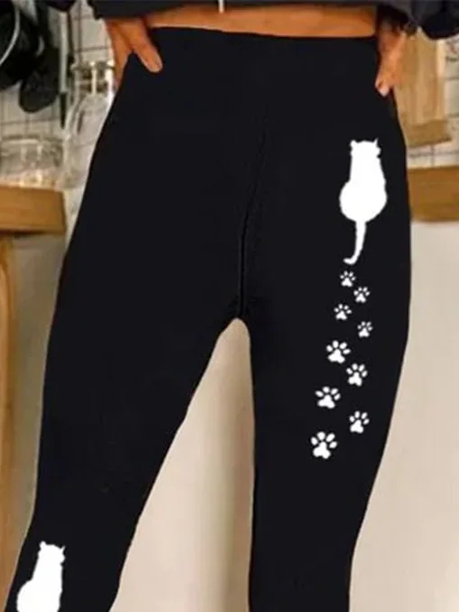 Women's H-Line Slim Fit Pants Daily Going Out Pants Vintage Jersey Animal All Season Pants