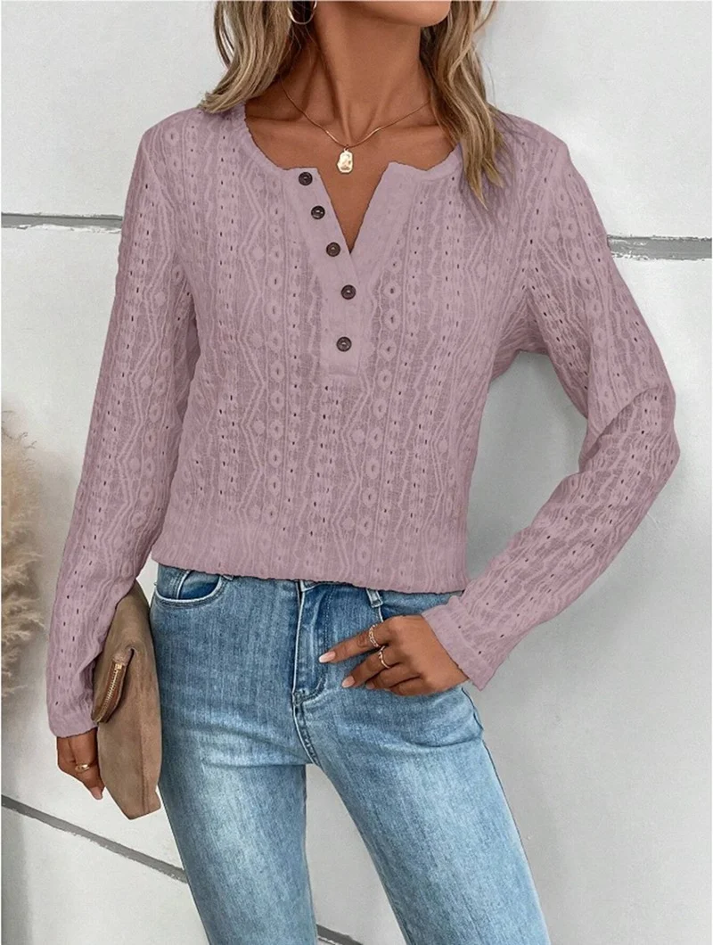 Women's Long Sleeve Blouse Spring/Fall Plain Zipper Jersey Crew Neck Daily Going Out Casual Top