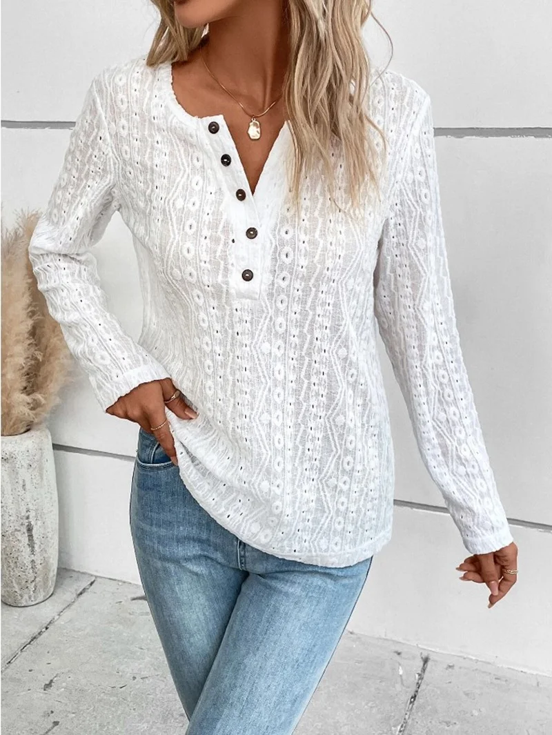 Women's Long Sleeve Blouse Spring/Fall Plain Zipper Jersey Crew Neck Daily Going Out Casual Top