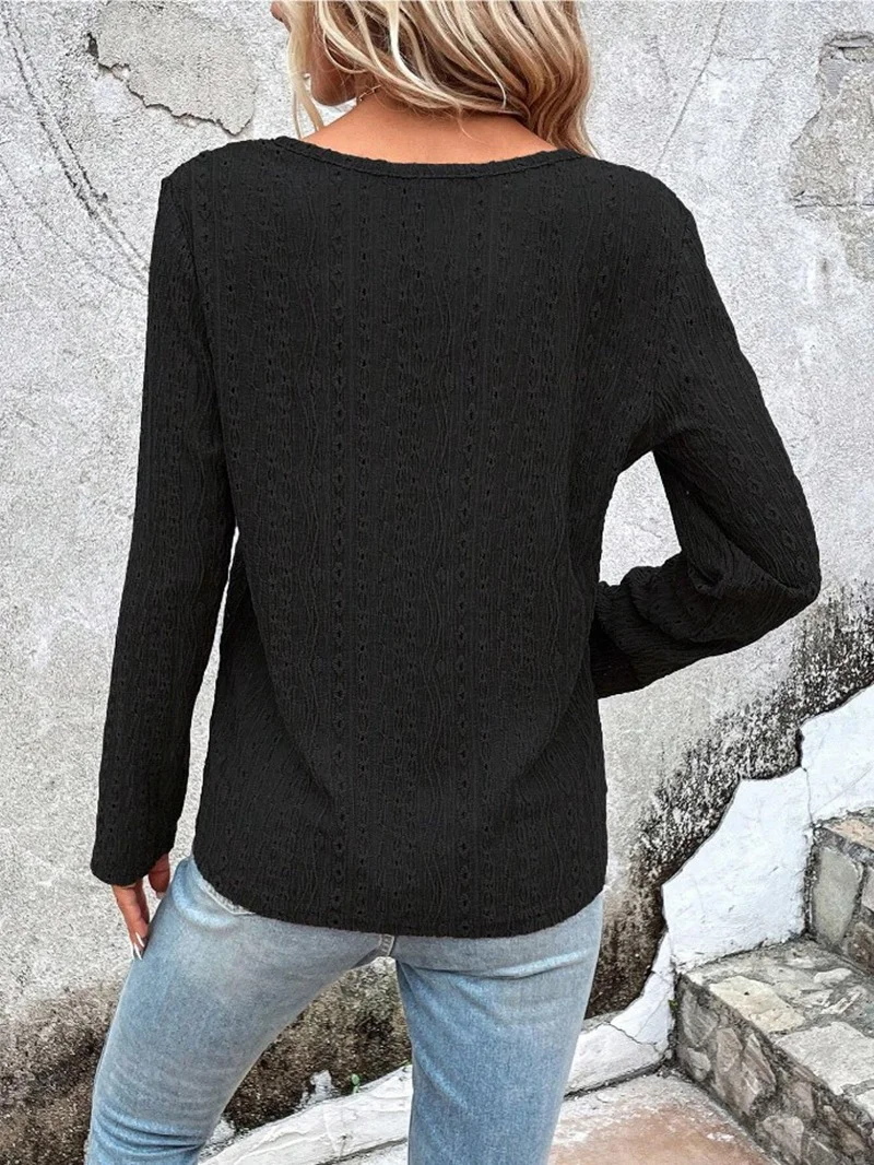 Women's Long Sleeve Blouse Spring/Fall Plain Zipper Jersey Crew Neck Daily Going Out Casual Top