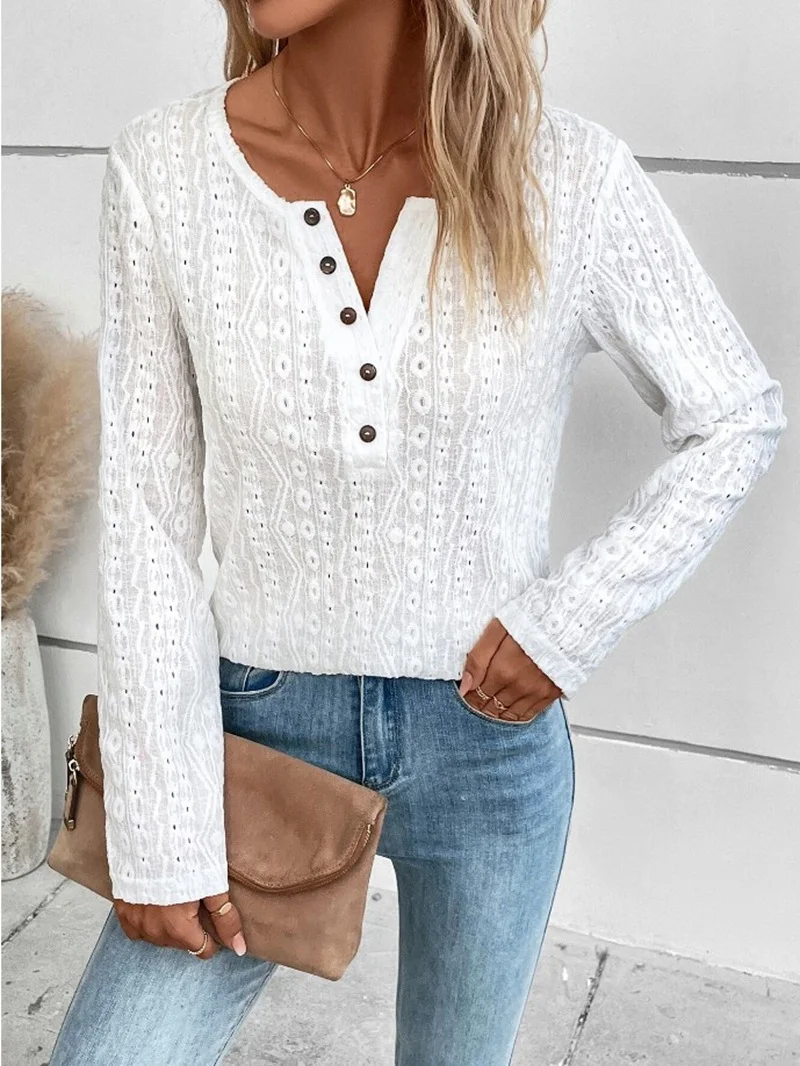 Women's Long Sleeve Blouse Spring/Fall Plain Zipper Jersey Crew Neck Daily Going Out Casual Top