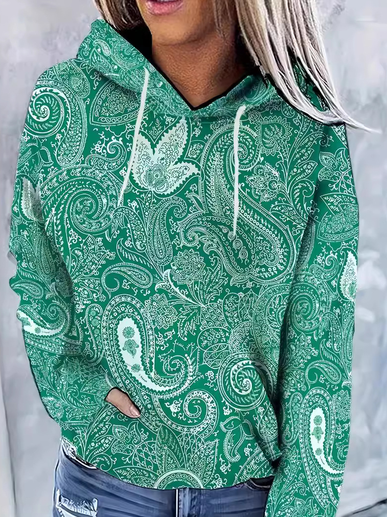 Women's Hoodie Floral Casual Spring/Fall Long Sleeve Sweatshirt