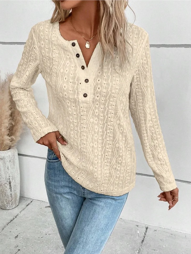 Women's Long Sleeve Blouse Spring/Fall Plain Zipper Jersey Crew Neck Daily Going Out Casual Top