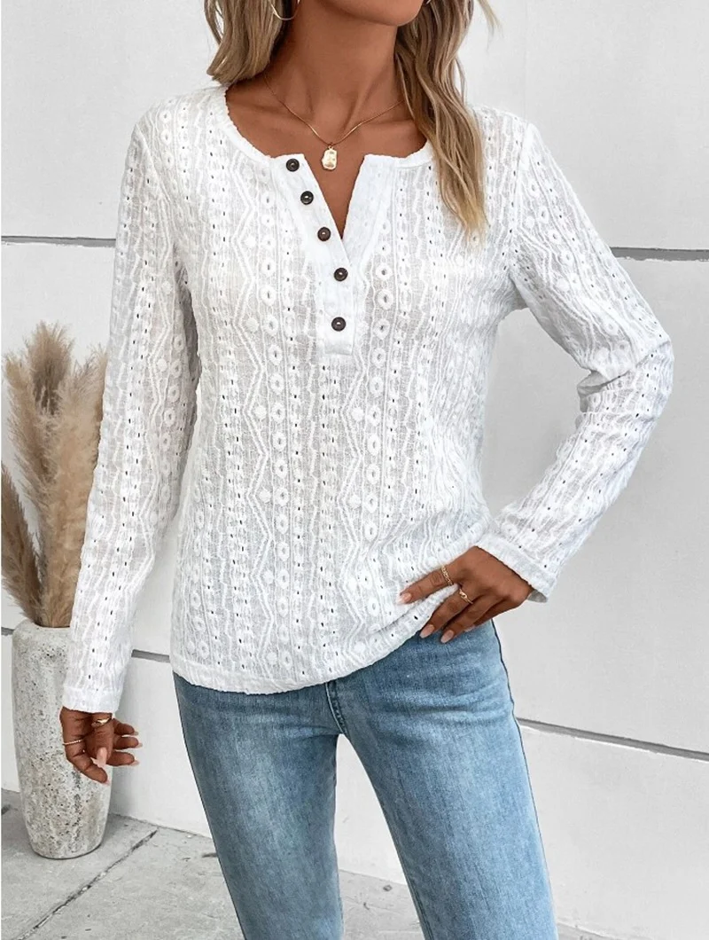 Women's Long Sleeve Blouse Spring/Fall Plain Zipper Jersey Crew Neck Daily Going Out Casual Top