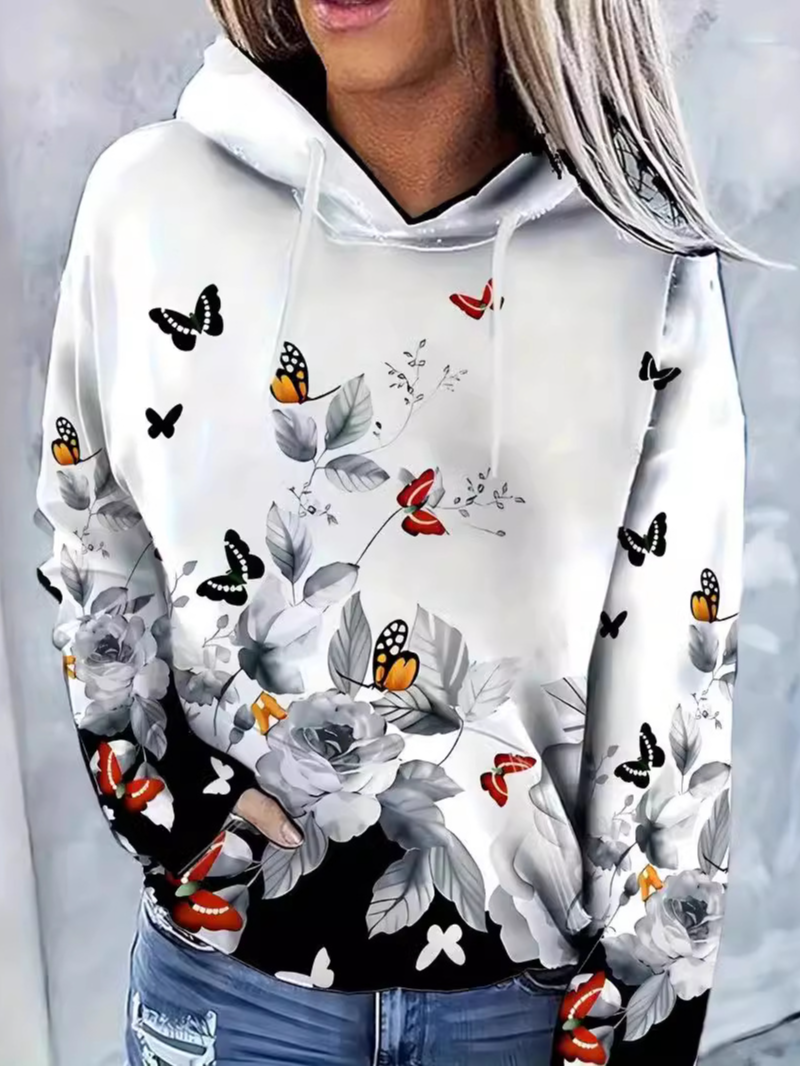 Women's Hoodie Floral Casual Spring/Fall Long Sleeve Sweatshirt