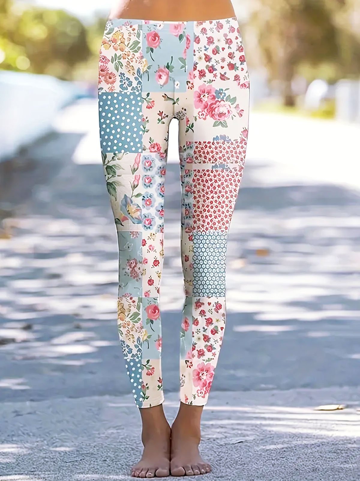 Women's Casual Floral Jersey All Season Long Leggings