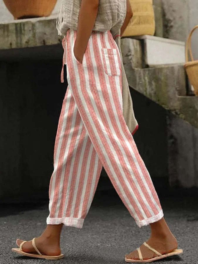 Women's Striped Long Pant Casual Spring/Fall Trousers