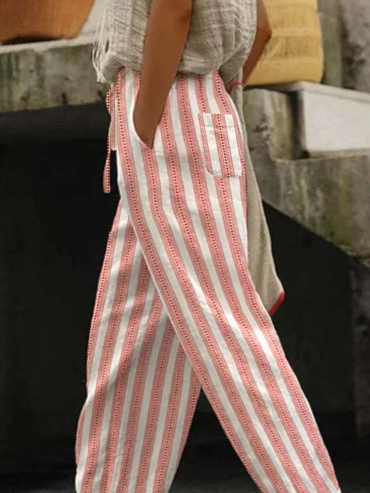 Women's Striped Long Pant Casual Spring/Fall Trousers