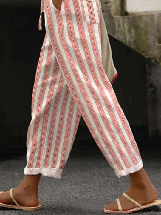 Women's Striped Long Pant Casual Spring/Fall Trousers