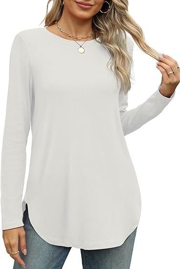 Women's Long Sleeve Tee T-shirt Spring/Fall Plain Crew Neck Daily Going Out Casual Top