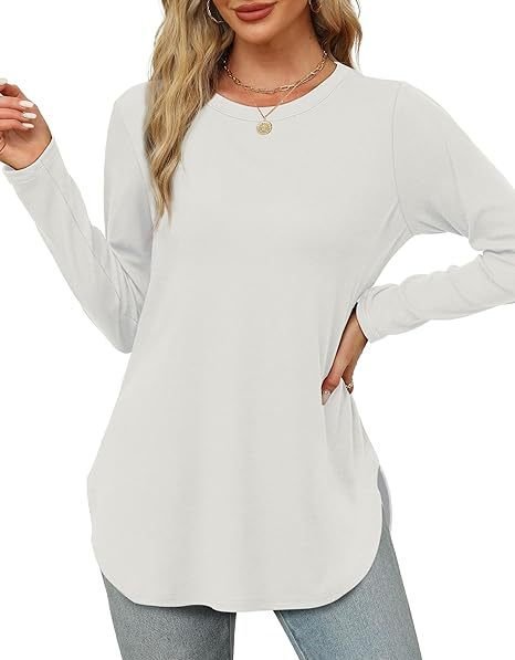 Women's Long Sleeve Tee T-shirt Spring/Fall Plain Crew Neck Daily Going Out Casual Top