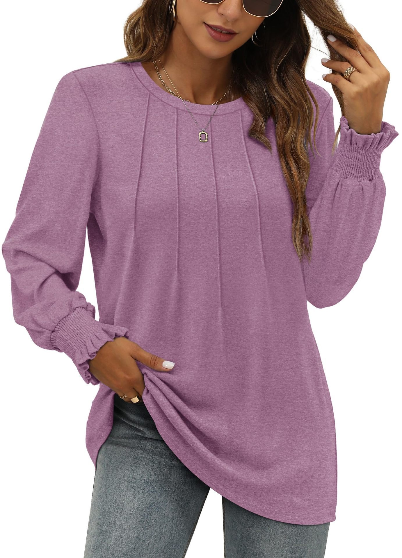 Women's Long Sleeve Tee T-shirt Spring/Fall Plain Crew Neck Daily Going Out Casual Top