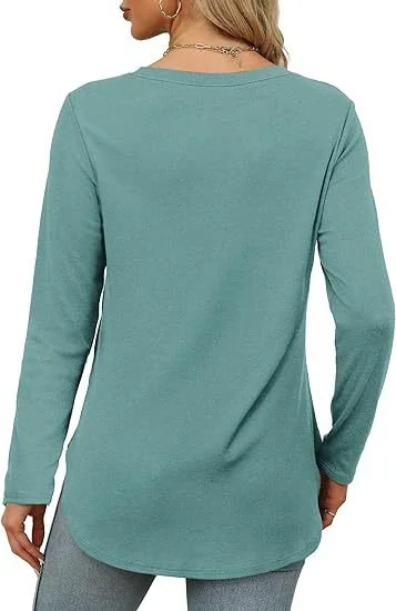 Women's Long Sleeve Tee T-shirt Spring/Fall Plain Crew Neck Daily Going Out Casual Top