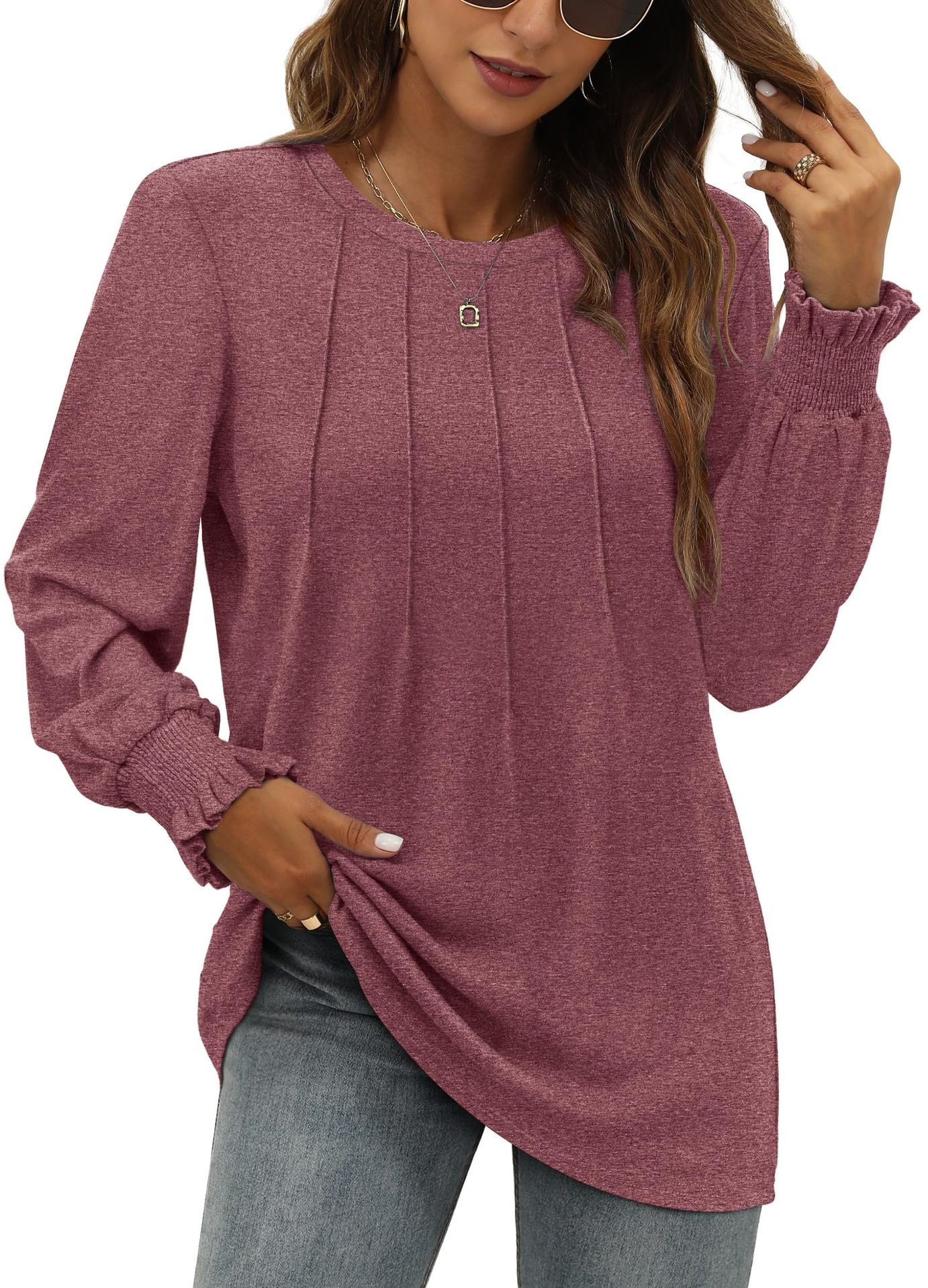 Women's Long Sleeve Tee T-shirt Spring/Fall Plain Crew Neck Daily Going Out Casual Top