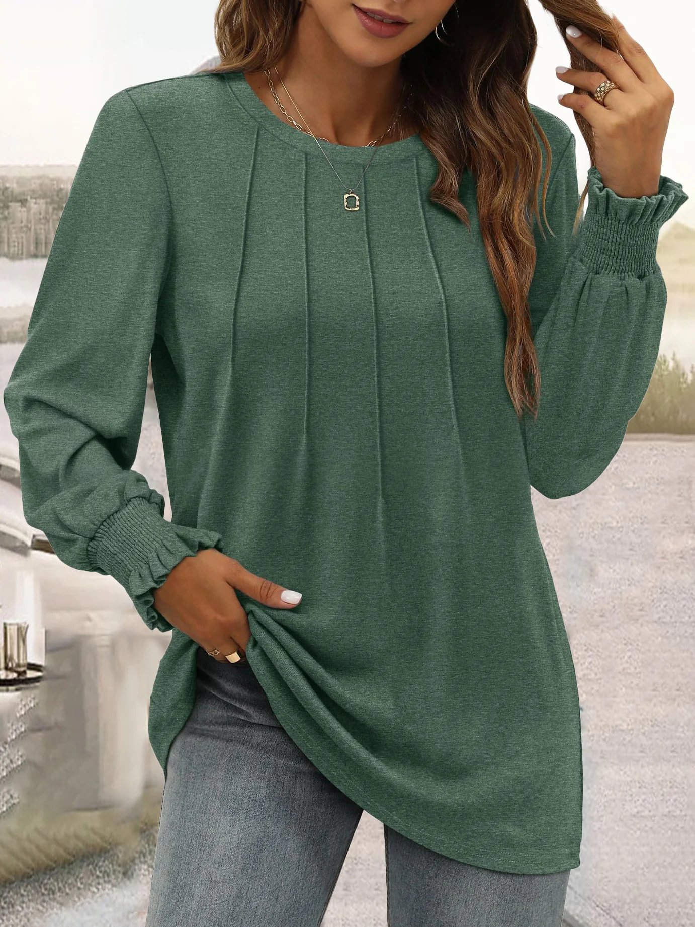 Women's Long Sleeve Tee T-shirt Spring/Fall Plain Crew Neck Daily Going Out Casual Top