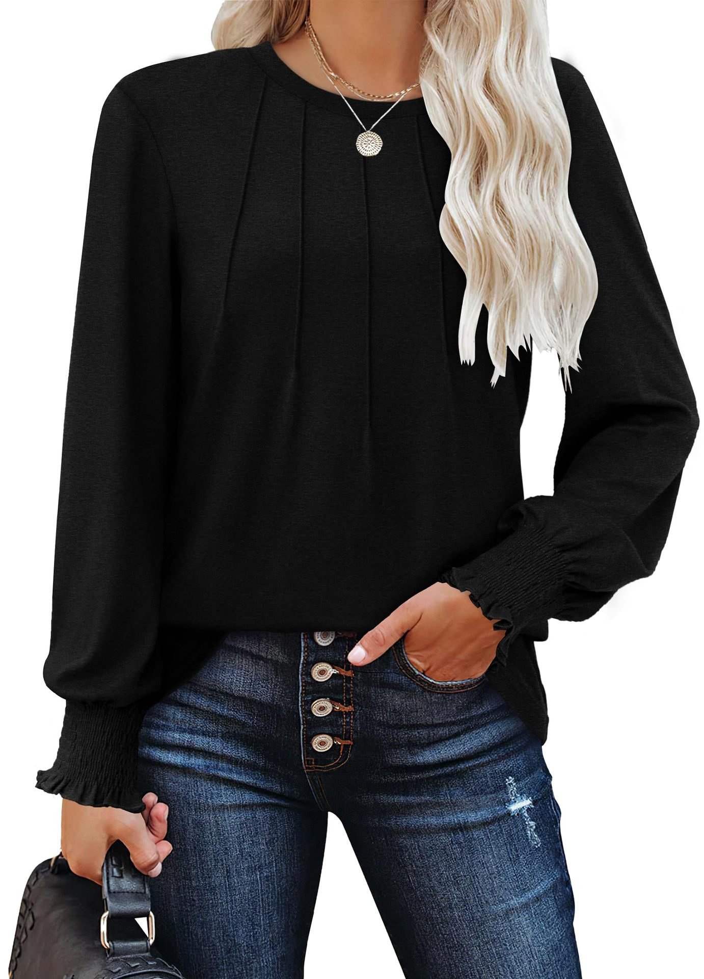 Women's Long Sleeve Tee T-shirt Spring/Fall Plain Crew Neck Daily Going Out Casual Top