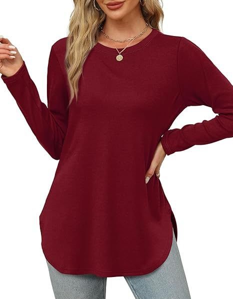 Women's Long Sleeve Tee T-shirt Spring/Fall Plain Crew Neck Daily Going Out Casual Top