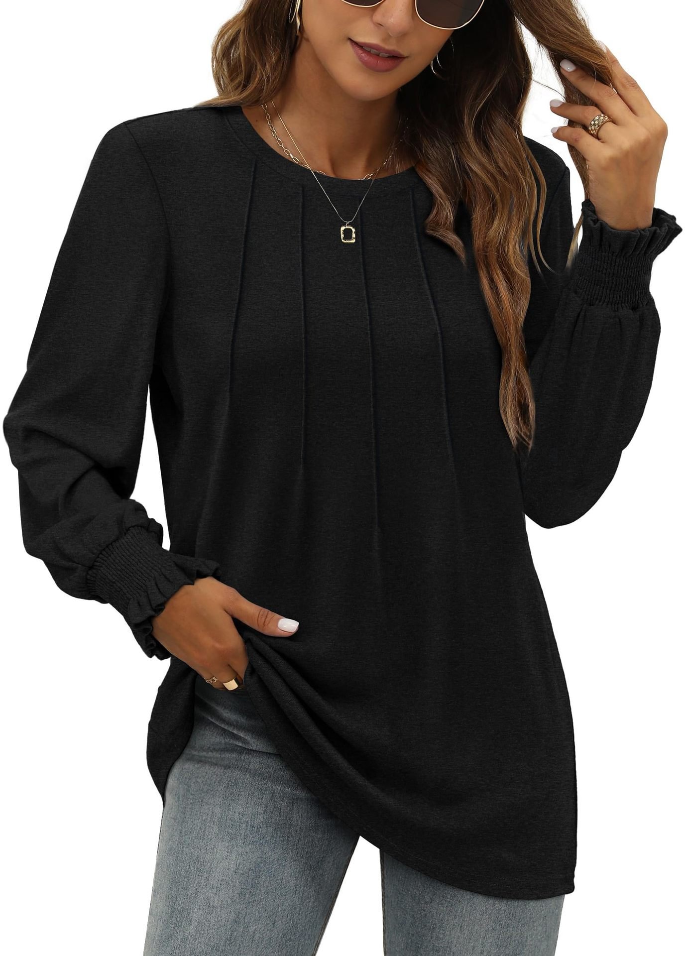 Women's Long Sleeve Tee T-shirt Spring/Fall Plain Crew Neck Daily Going Out Casual Top