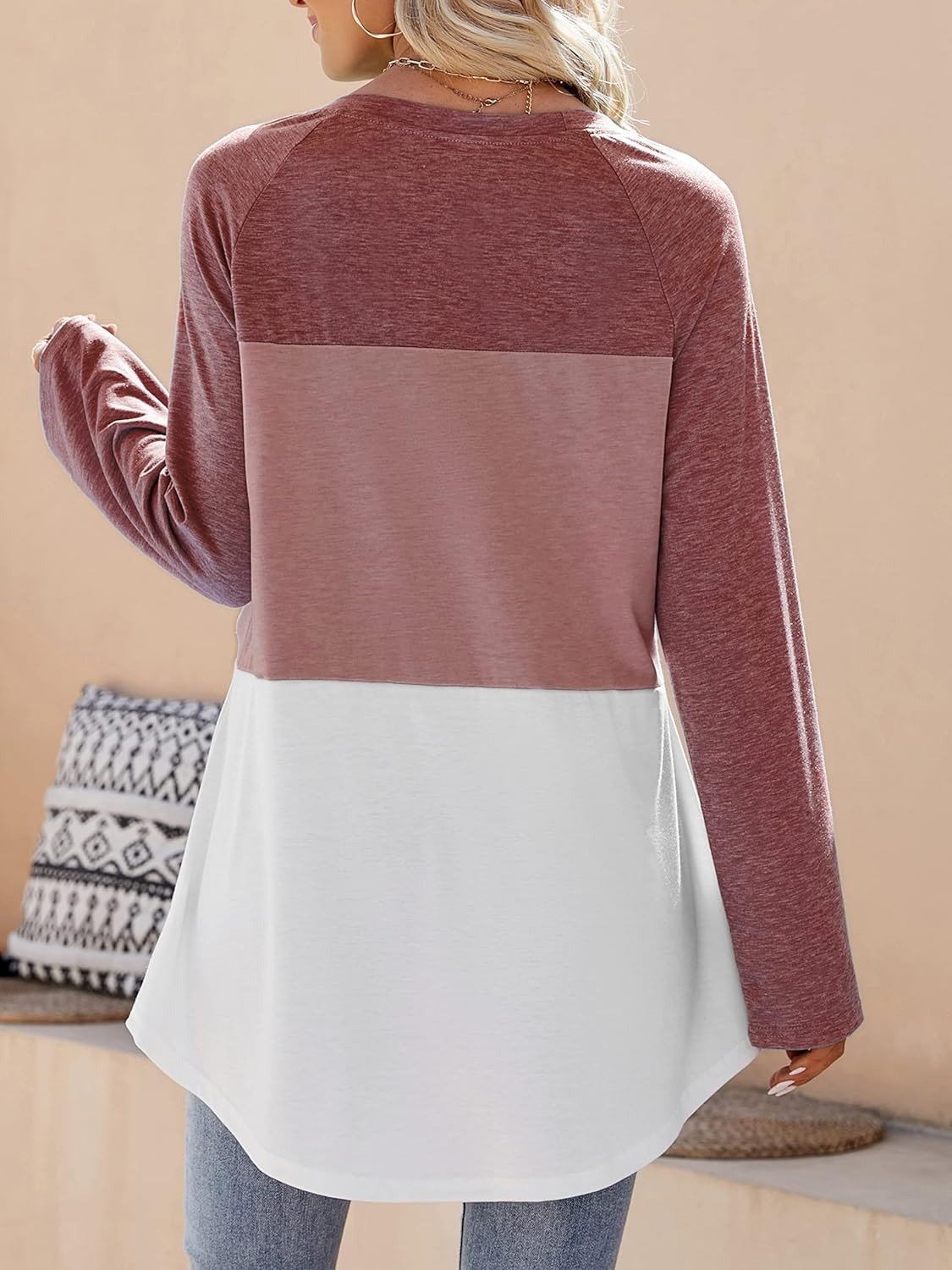 Women's Long Sleeve Tee T-shirt Spring/Fall Plain Split Joint Knitted Crew Neck Daily Going Out Casual Top