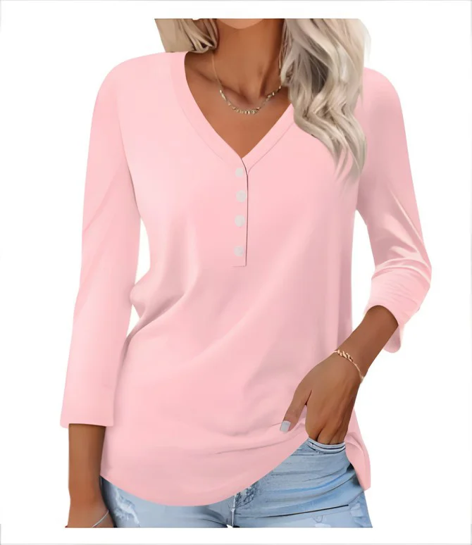 Women's Long Sleeve Tee T-shirt Spring/Fall Plain V Neck Daily Going Out Casual Top