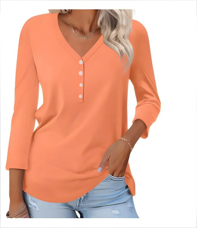 Women's Long Sleeve Tee T-shirt Spring/Fall Plain V Neck Daily Going Out Casual Top