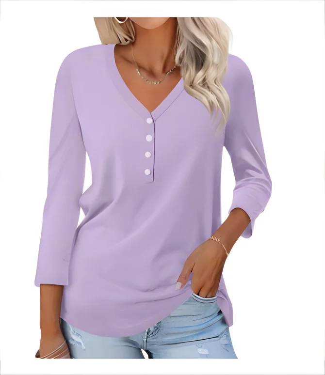 Women's Long Sleeve Tee T-shirt Spring/Fall Plain V Neck Daily Going Out Casual Top