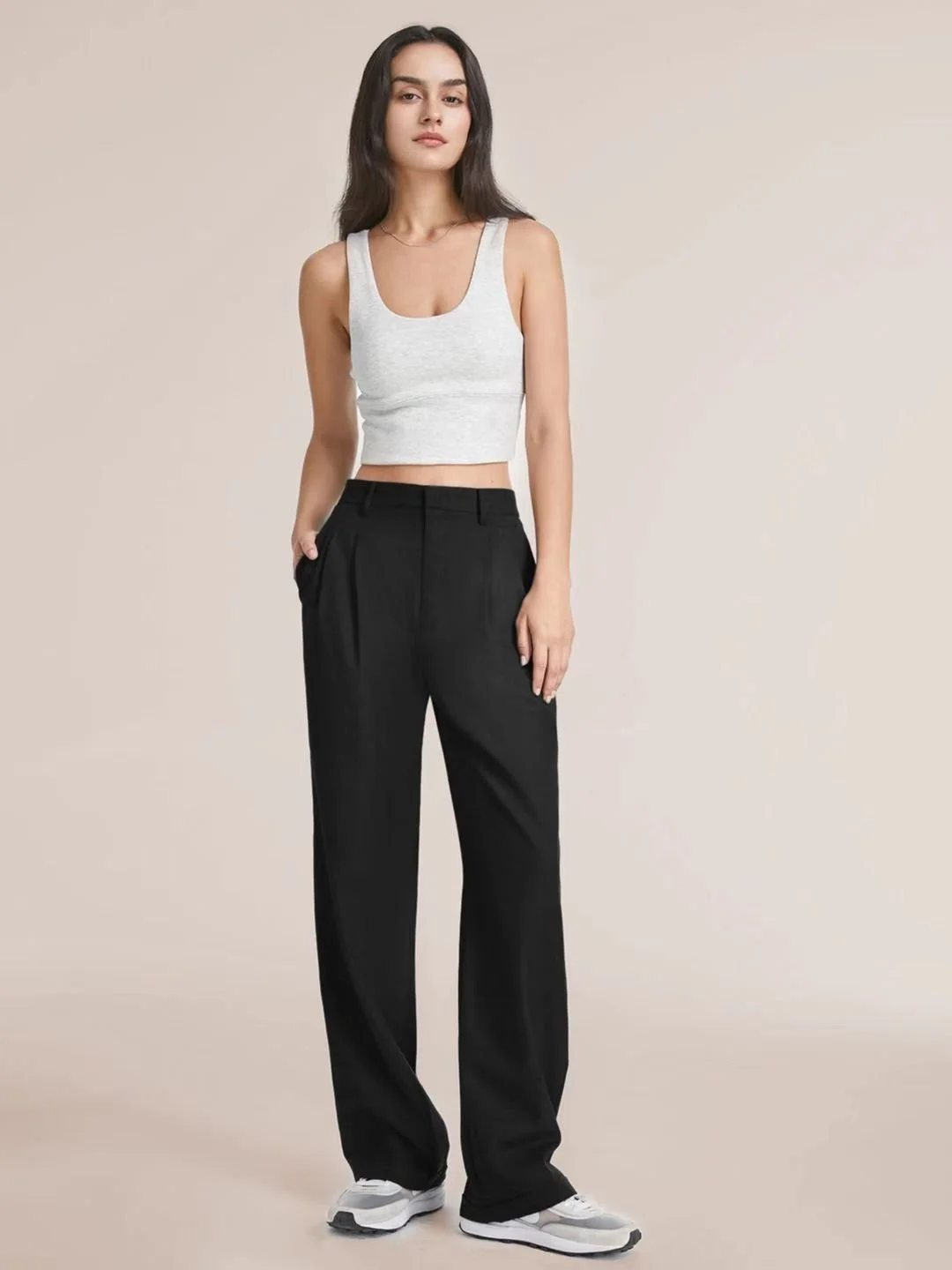 Women's Trousers Straight Pants Daily Going Out Casual Plain Spring/Fall Pants