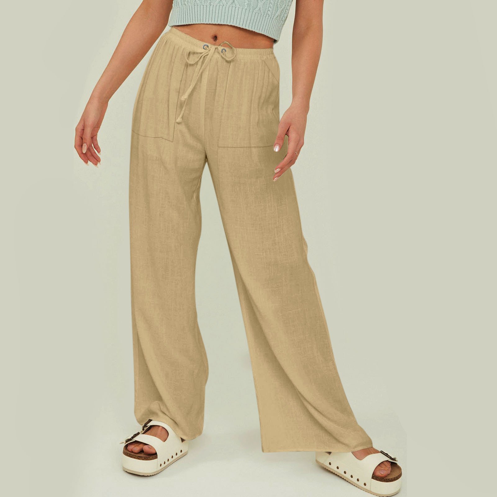 Women's Trousers Elastic Waist Straight Pants Daily Going Out Casual Plain Spring/Fall Pants