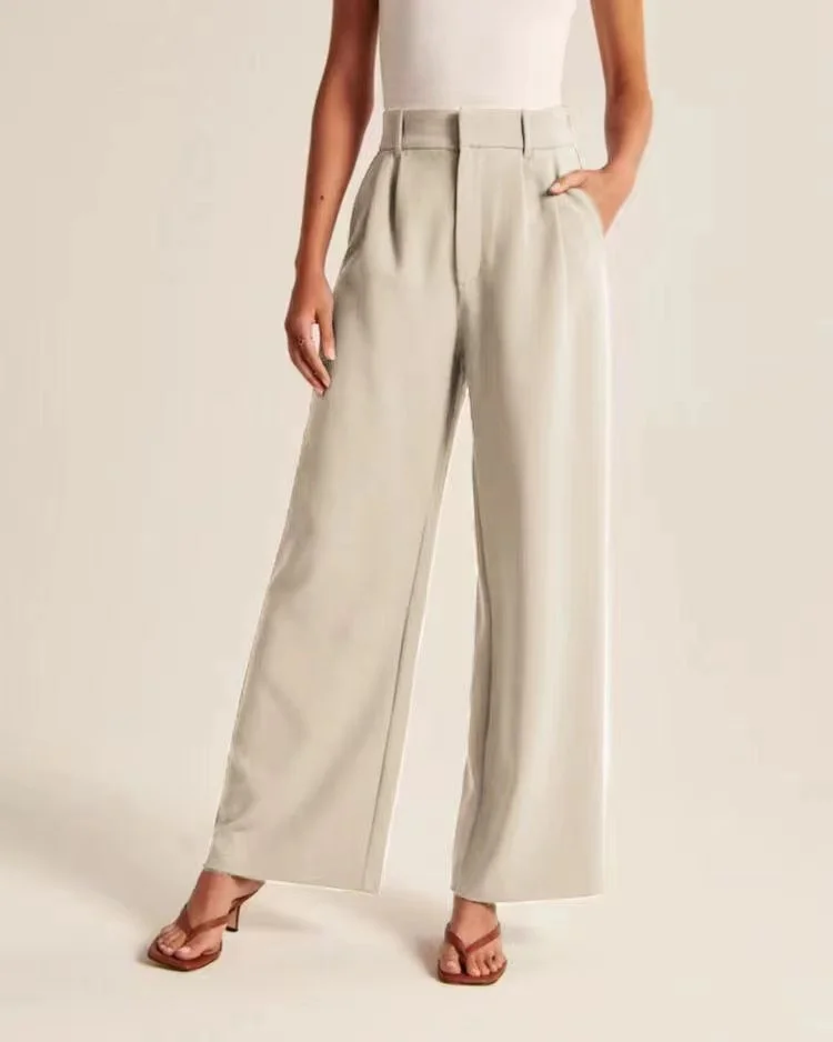 Women's Trousers Straight Pants Daily Going Out Casual Plain Spring/Fall Pants