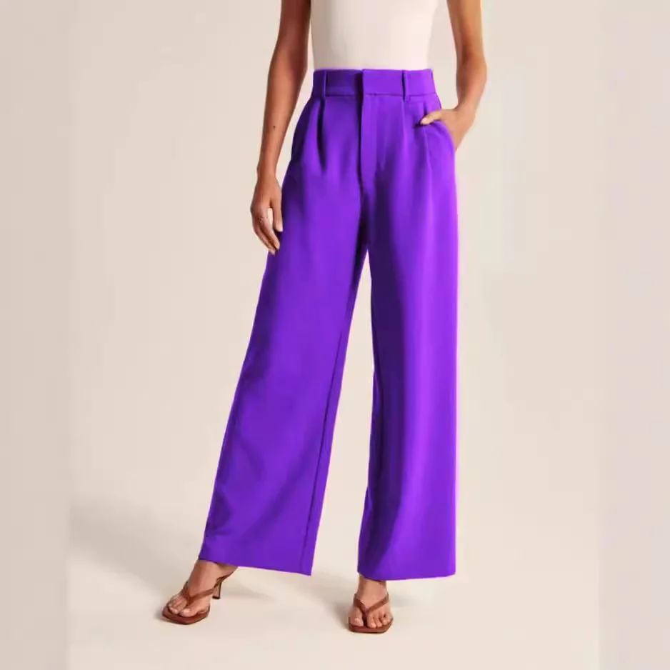 Women's Trousers Straight Pants Daily Going Out Casual Plain Spring/Fall Pants