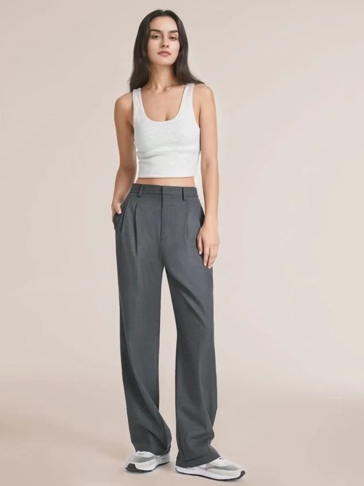 Women's Trousers Straight Pants Daily Going Out Casual Plain Spring/Fall Pants