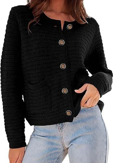 Women's Casual Spring/Fall Plain Wool/Knitting Buckle Cardigan