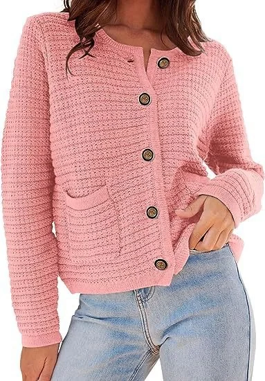 Women's Casual Spring/Fall Plain Wool/Knitting Buckle Cardigan