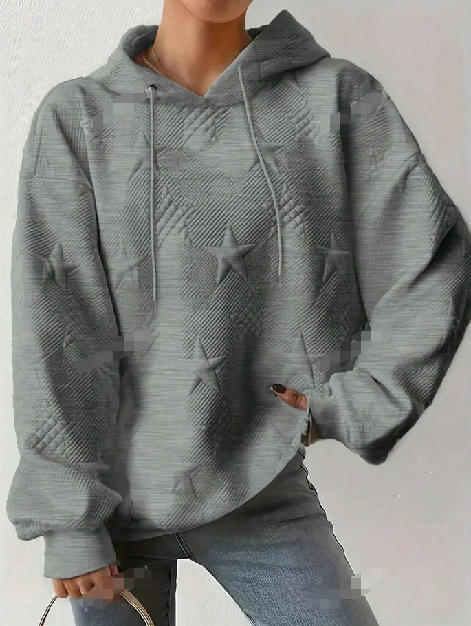 Women's Hoodie Star Zipper Casual Spring/Fall Long Sleeve Sweatshirt