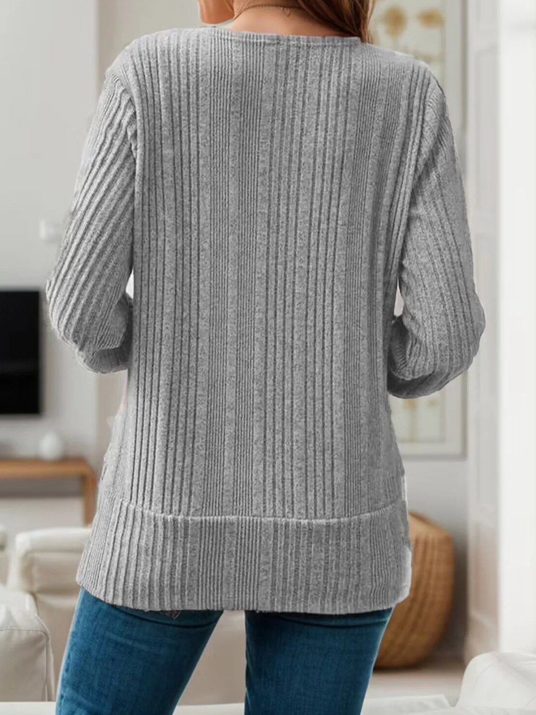 Women's Cross Neck Plain Casual Spring/Fall Long Sleeve Sweatshirt