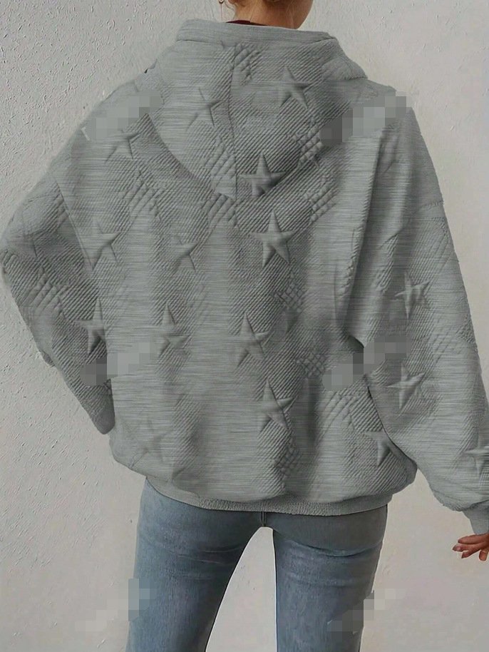 Women's Hoodie Star Zipper Casual Spring/Fall Long Sleeve Sweatshirt