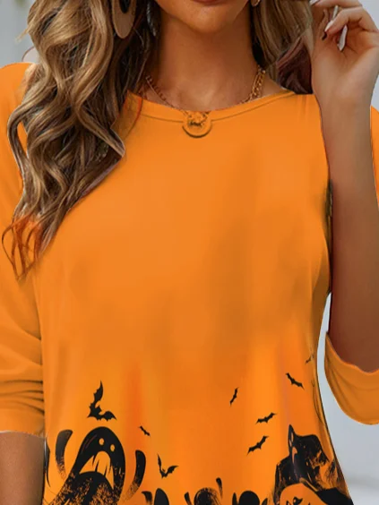 Women's Long Sleeve Tee T-shirt Spring/Fall Halloween Jersey Crew Neck Daily Going Out Casual Top