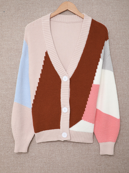 Women's Casual Winter Color Block Wool/Knitting Cardigan