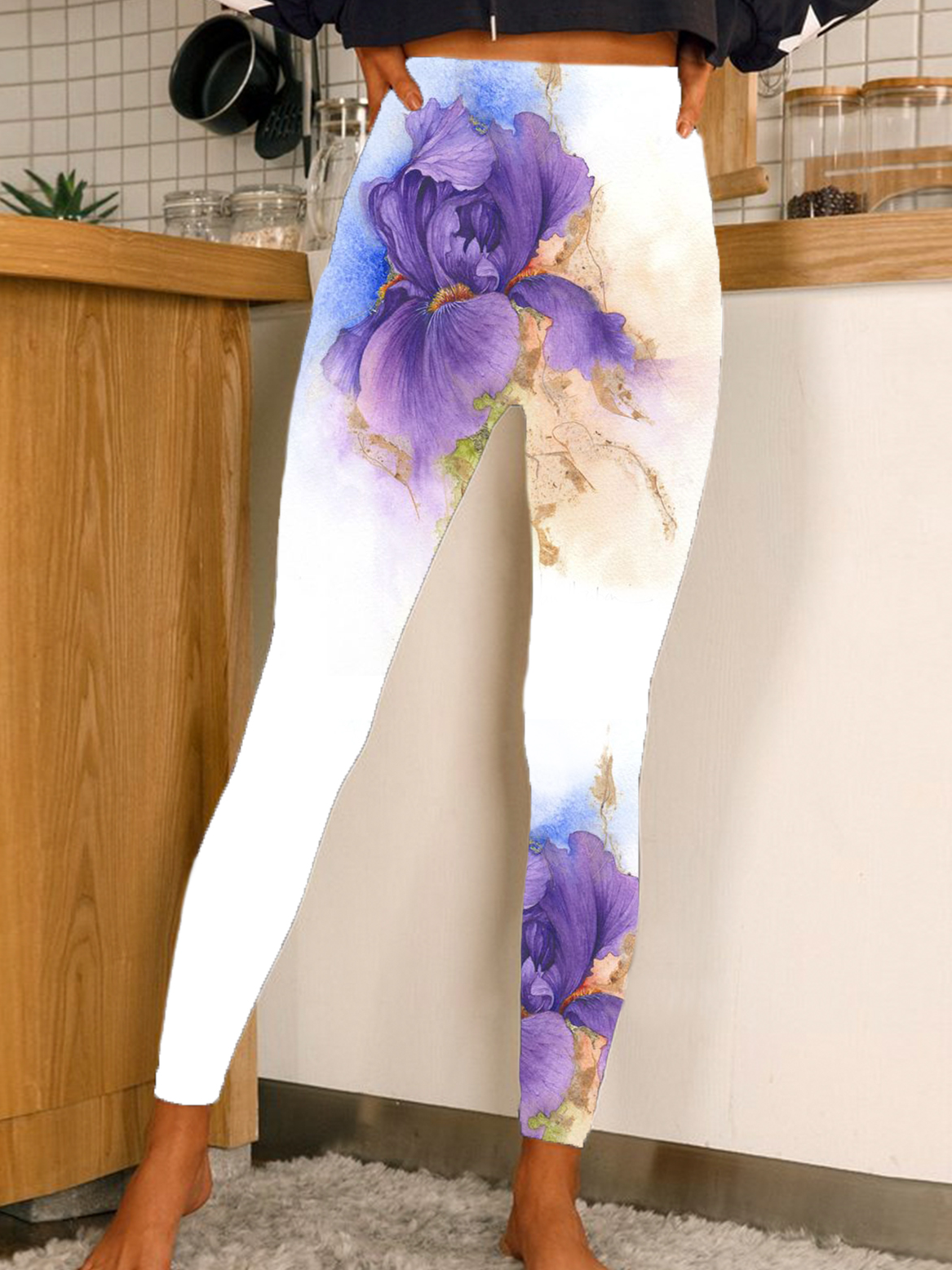 Women's Casual Floral Jersey All Season Long Leggings