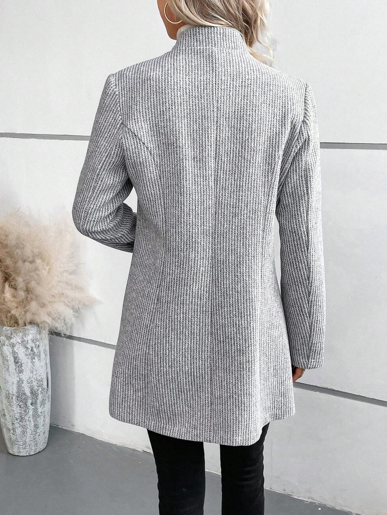 Women's Autumn Outerwear Casual Woolen Plain Long Sleeve Lapel Collar Jacket