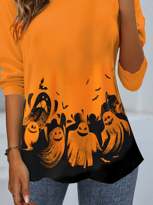 Women's Long Sleeve Tee T-shirt Spring/Fall Halloween Jersey Crew Neck Daily Going Out Casual Top