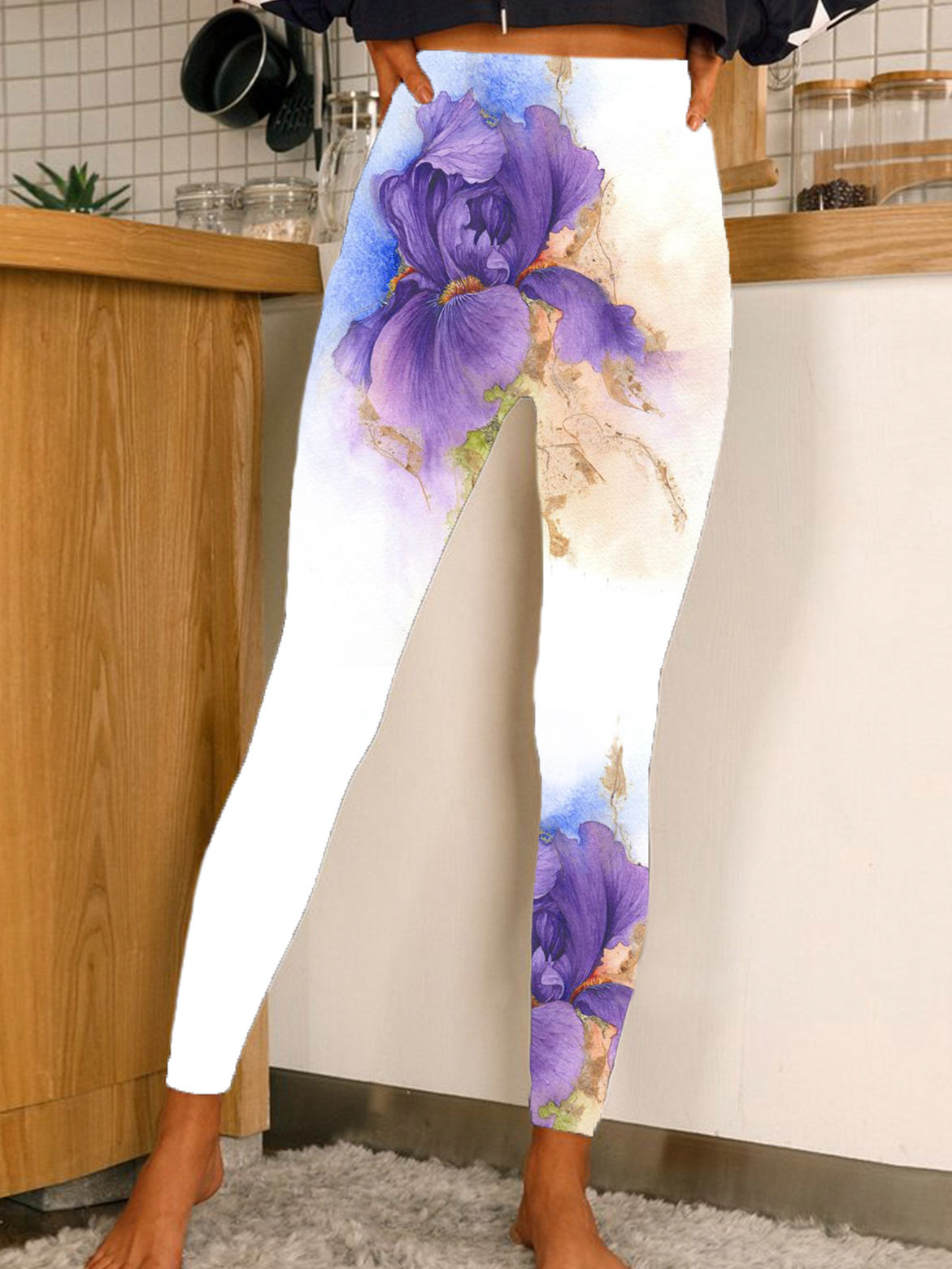 Women's Casual Floral Jersey All Season Long Leggings