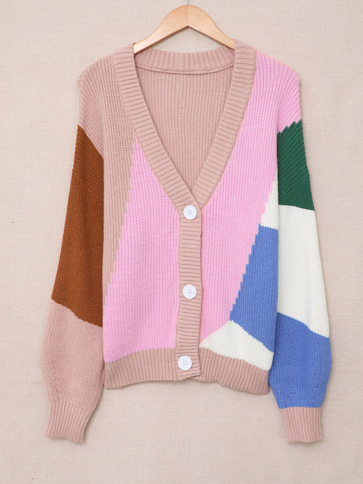 Women's Casual Winter Color Block Wool/Knitting Cardigan