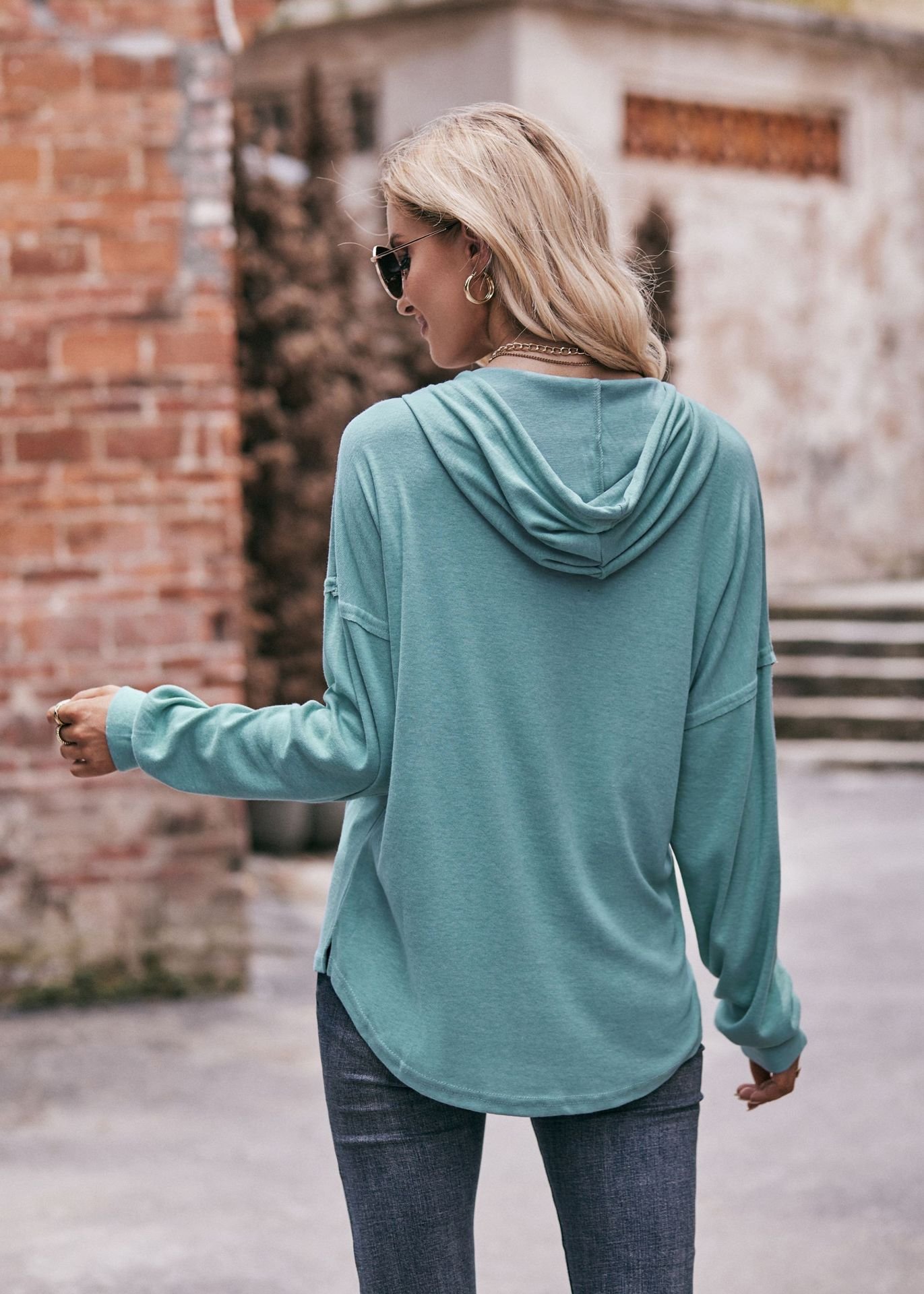 Women's Plain Spring/Fall Long Sleeve Casual Daily Hoodie