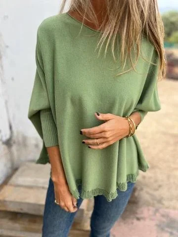 Women's Spring/Fall Plain Casual Long Sleeve Crew Neck Wool/Knitting Sweater