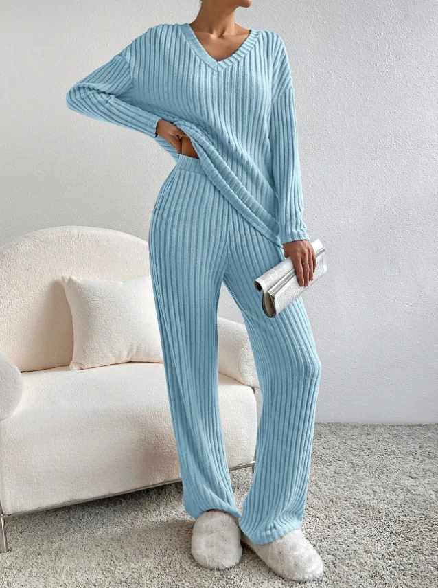 Women's Jersey Plain Daily Going Out Two Piece Set Long Sleeve Casual Spring/Fall Top With Pants Matching Set