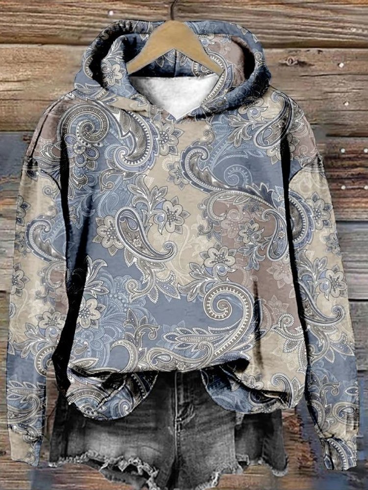 Women's Paisley Spring/Fall Long Sleeve Casual Daily Hoodie