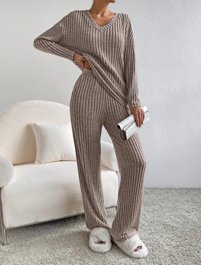 Women's Jersey Plain Daily Going Out Two Piece Set Long Sleeve Casual Spring/Fall Top With Pants Matching Set