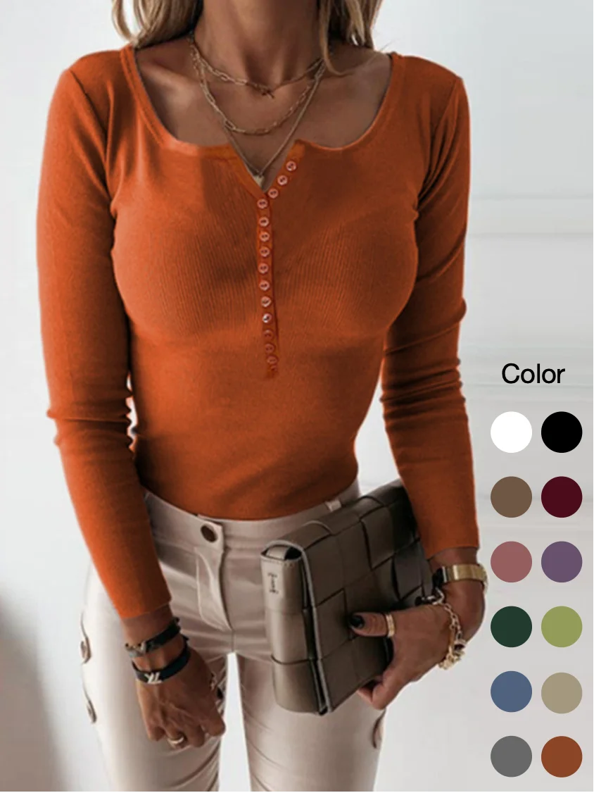 Women's Spring/Fall Plain Casual Long Sleeve Crew Neck Yarn/Wool Yarn Sweater