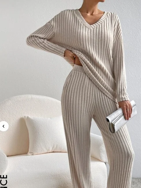 Women's Jersey Plain Daily Going Out Two Piece Set Long Sleeve Casual Spring/Fall Top With Pants Matching Set